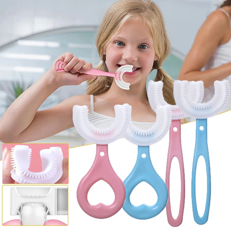 (Pack of 2) Silicone Baby U shaped Tooth Brush, Gum Protector Soft Toothbrush
