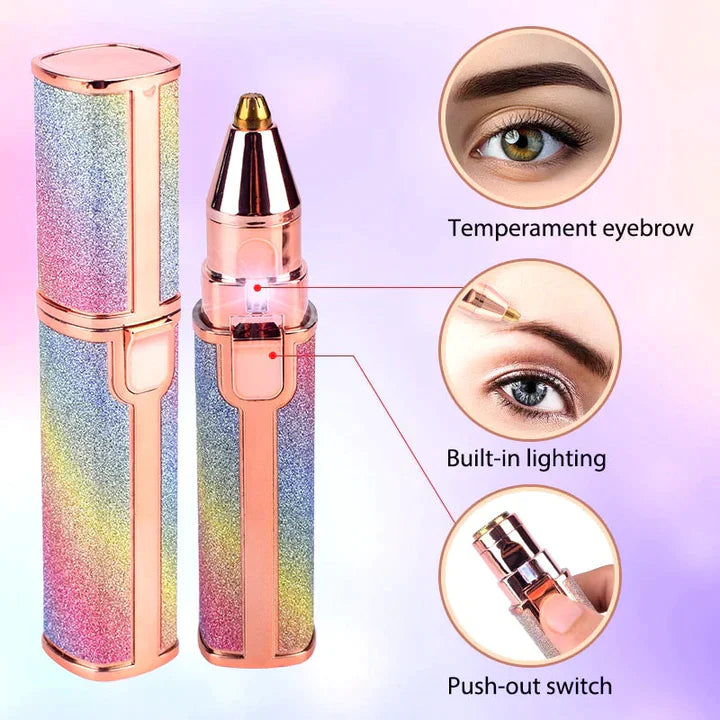 2 In 1 Rechargeable Flawless Eyebrow Hair Remover & Facial Hair Trimmer